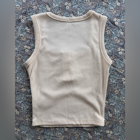 Cream Ribbed Tank Top - Picture 2 of 3
